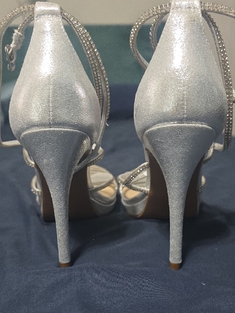 Jessica Simpson Silver Crystal Wrap Heels - Picture 5 of 13
